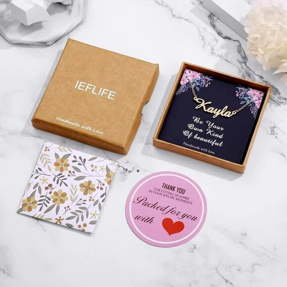 Custom Name Necklace Personalized, 14K Gold Plated Personalized Name Necklace Wh - Picture 7 of 7